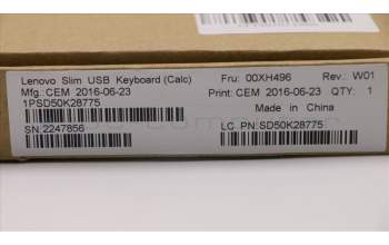 Lenovo 00XH496 DT_KYB Slim USB KB N L-B_TW-US