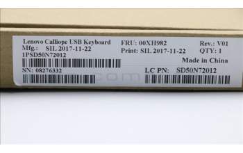 Lenovo 00XH982 Externe Tastatur, USB, Englisch, Silber, Nicht beleuchtet