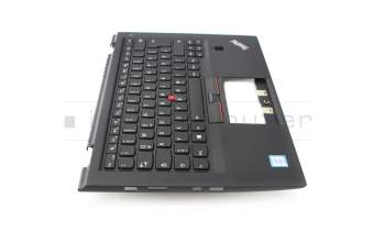 01AV163 original Lenovo keyboard incl. topcase DE (german) black/black with backlight and mouse-stick