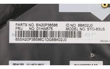 Lenovo 01HW575 NB_KYB Storm3,CHY,KB-BL,BK,US