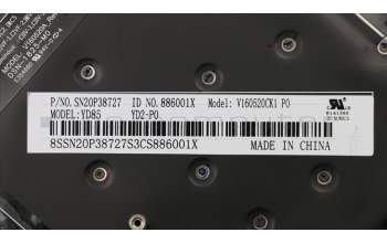 Lenovo 01YR662 MECH_ASM GRP_KBD_Bzl_PT,FPR_NFC,BK,SUN