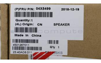 Lenovo SPEAKERINT FRU Speaker ASM for Lenovo ThinkPad X1 Carbon 3rd Gen (20BS/20BT)