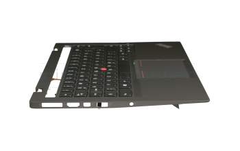 04X6500 original Lenovo keyboard incl. topcase DE (german) black/black with backlight and mouse-stick