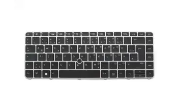 Keyboard DE (german) black/silver matt with backlight and mouse-stick original suitable for HP EliteBook 840 G3