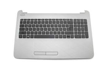 Keyboard incl. topcase DE (german) black/silver with white keyboard inscription, line structure on housing surface original suitable for HP 15-ba000