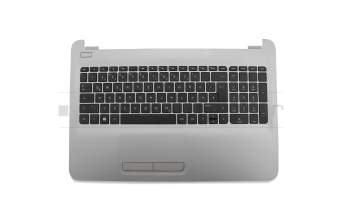 Keyboard incl. topcase DE (german) black/silver with gray keyboard lettering original suitable for HP 15-ba000
