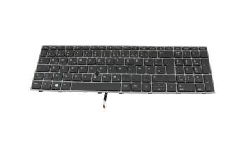 M17094-041 HP keyboard DE (german) dark grey/grey with backlight and mouse-stick