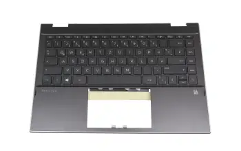 L96524-041 original HP keyboard incl. topcase DE (german) black/black/silver without backlight
