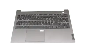 5CB1C87528 original Lenovo keyboard incl. topcase DE (german) silver/grey with backlight