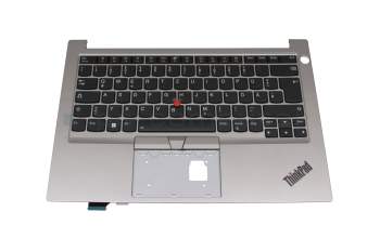 18095463 original Lenovo keyboard incl. topcase DE (german) black/silver with backlight and mouse-stick