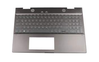 490.0EH07.BS0G original HP keyboard incl. topcase DE (german) grey/grey with backlight