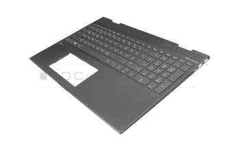 490.0EH07.BS0G original HP keyboard incl. topcase DE (german) grey/grey with backlight