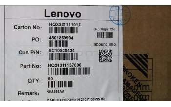 Lenovo 5C10S30434 EDP cable H 21CY_30PIN IR