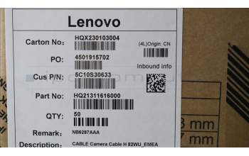 Lenovo 5C10S30633 CABLE Camera Cable H 82WU_EMEA