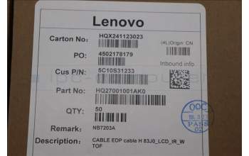 Lenovo 5C10S31233 EDP cable H 83J0_LCD_IR_W TOF