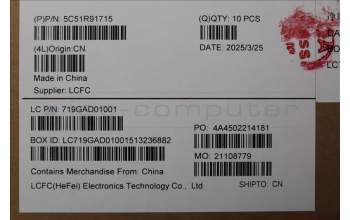 Lenovo 5C51R91715 CARDPOP PCBA NSG391 MTS40 I/O B VGT