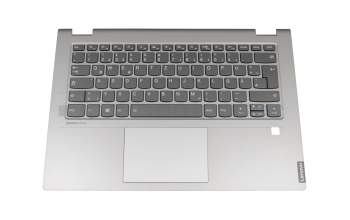 5CB0U42129 original Lenovo keyboard incl. topcase DE (german) grey/silver with backlight for fingerprint