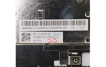 Lenovo 5CB0Y85382 C-Abdeckung mit Tastatur, Hebräisch, Platingrau, Hintergrundbeleuchtung, Fingerabdruck