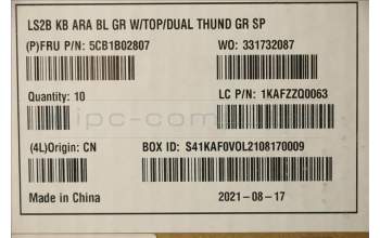 Lenovo 5CB1B02807 COVER Upper Case ASM_AR-E Q82A3 GY