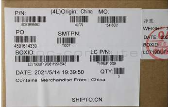 Lenovo 5CB1B96460 COVER Upper Case ASM_HIN L82KB BK DIS