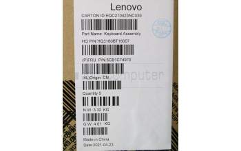 Lenovo 5CB1C74970 C-Cover with keyboard,USA English
