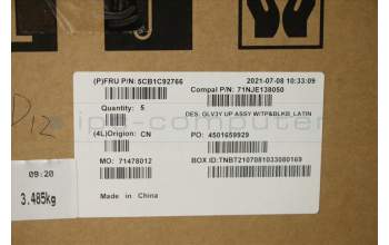 Lenovo 5CB1C92766 COVER UpperCaseASM_LA SPA C 20WE BLKB N