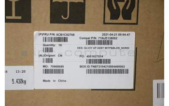 Lenovo 5CB1C92768 COVER UpperCaseASM_NORDIC C 20WE BLKB N