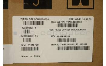 Lenovo 5CB1D20076 C-Cover with keyboard,Nordic,Backlight