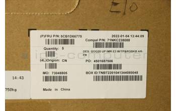 Lenovo 5CB1D66775 COVER UpperCaseASM_FRA/ARA C 82K2 E3 RGB