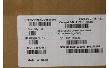 Lenovo 5CB1F28502 COVER UpperCaseASM_NORDIC C82R0 NFP CG