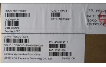 Lenovo 5CB1F36609 COVER Upper Case ASM_SWS L82QY BK_TEX