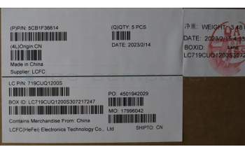 Lenovo 5CB1F36614 COVER Upper Case ASM_UKR L82QY BK_TEX