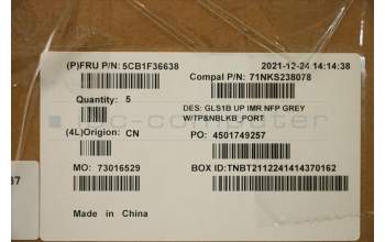 Lenovo 5CB1F36638 COVER UpperCaseASM_POR C82R1 NFP CG