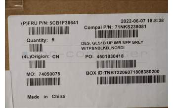 Lenovo 5CB1F36641 C-Cover with keyboard,Nordic,Cloud Grey,Non_Backlight,Non_Fingerprint