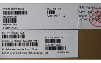 Lenovo 5CB1F37750 COVER Upper Case ASM_JPN L82RF SG w/RGB