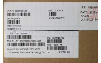 Lenovo 5CB1F38544 COVER Upper Case ASM_SWS L82RF SG w/WH