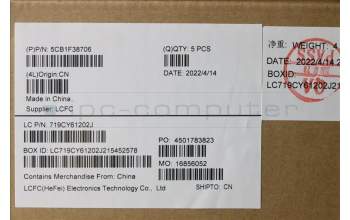 Lenovo 5CB1F38706 COVER Upper Case ASM_HBW L82RB CLGY RGB