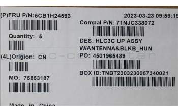 Lenovo 5CB1H24593 COVER Upper Case ASM_HUN C 82UD BL