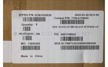 Lenovo 5CB1H30529 C-Cover with keyboard,English,Black,Backlight