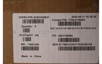 Lenovo 5CB1H30531 C-Cover with keyboard,US English Euro,Black,Backlight