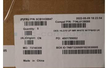 Lenovo 5CB1H38847 COVER Upper Case ASM_UKE C 82S9 WHT