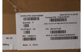 Lenovo 5CB1H38865 C-Cover with keyboard, Bulgarian, White, UK