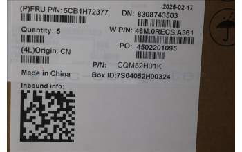 Lenovo 5CB1H72377 COVER Upper Case ASM_CZE/SLK W82R9 SB BL