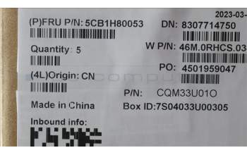 Lenovo 5CB1H80053 COVER Upper Case ASM_HUN W 82R7 SB