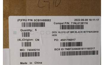 Lenovo 5CB1H88882 COVER UpperCase ASM_HBW C82S9RGB BLA