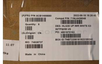 Lenovo 5CB1H89880 COVER UpperCaseASM_ENG C82S9 E3 WHT