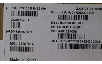 Lenovo 5CB1H92150 COVER Upper Case ASM_GRE C21DK MGBL