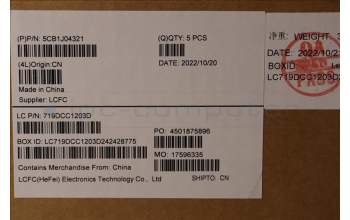 Lenovo 5CB1J04321 COVER Upper Case ASM_FRA L82TF RGBSG