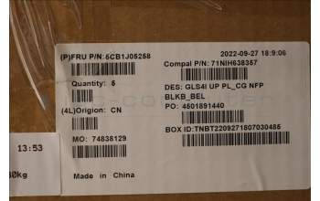 Lenovo 5CB1J05258 C-Cover with keyboard, Belgian, Cloud Grey, Backlight, Non-Fingerprint, UK