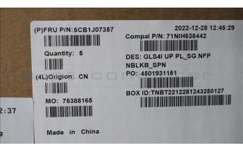 Lenovo 5CB1J07357 COVER UpperCaseASM_SPA C82SD PLSG NFPNBL